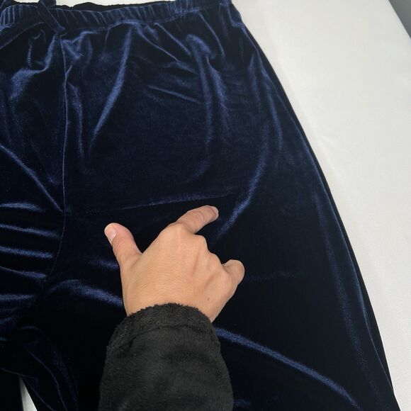 Vintage Adrian Karen Blue Velvet Pantsuit Set Sz 1X Wide Leg Elegant Party - Picture 11 of 16